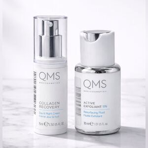 QMS Medicosmetics Collagen Recovery Cream+ Active Exfoliant 11% Skincare Duo-New